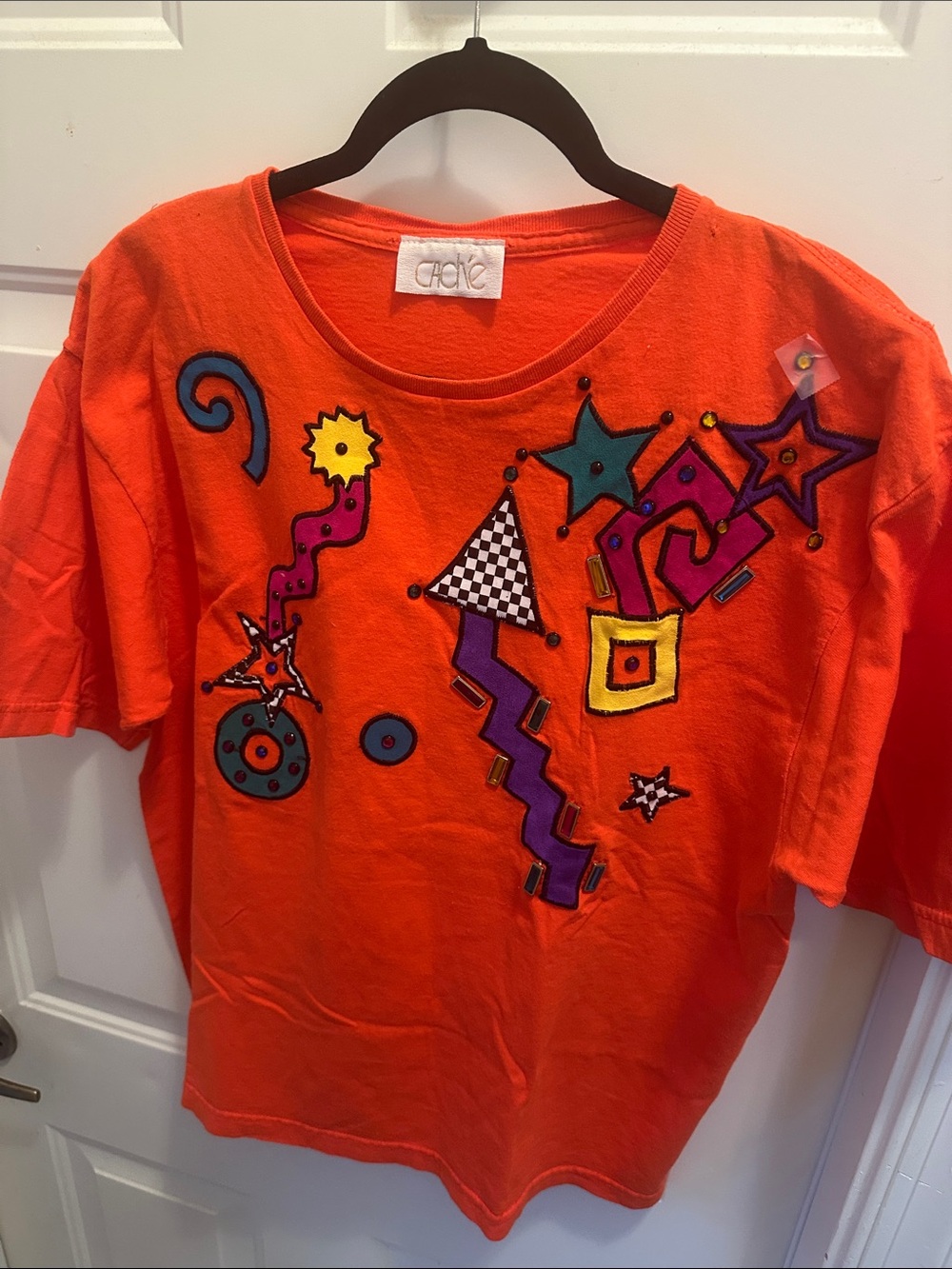 Cache Bright Orange Graphic Kids Tee with Colorful Stars